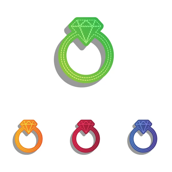 Diamant-Zeichen-Illustration. farbenfrohe Applikationen Icons Set. — Stockvektor