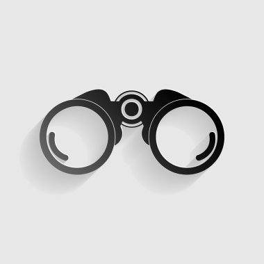 Dürbün işareti illüstrasyon. Gri arka planda gölgesi olan siyah kağıt.