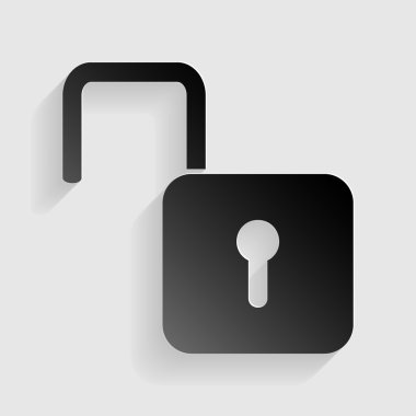 İşaret çiziminin kilidini açın. Gri arka planda gölgesi olan siyah kağıt.