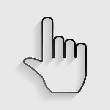 El işareti illüstrasyon. Gri arka planda gölgesi olan siyah kağıt.