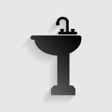 Banyo lavabo üye. Gölgeli gri arka plan üzerinde siyah kağıt.