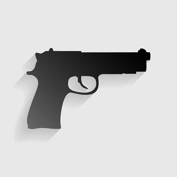 Ilustração do signo da arma. Papel preto com sombra sobre fundo cinza . —  Vetores de Stock