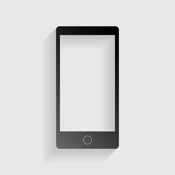 Gadget moderno in stile astratto con schermo vuoto. Modello per qualsiasi contenuto. Carta nera con ombra su sfondo grigio . — Vettoriale Stock