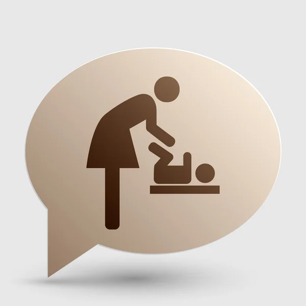 Symbole pour les femmes et les bébés, changement de bébé. Icône de dégradé marron sur bulle avec ombre . — Image vectorielle