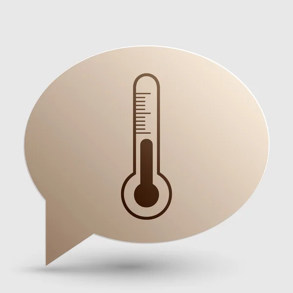 Signe de thermomètre de technologie de diagnostic météorologique. Icône de dégradé marron sur bulle avec ombre . — Image vectorielle