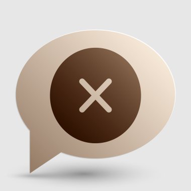 İşareti illüstrasyon çapraz. Kabarcık gölge ile kahverengi degrade simgesini.