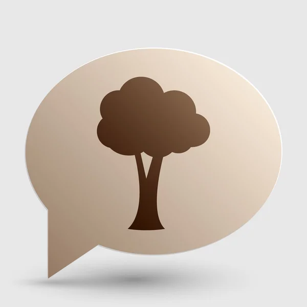 Signo de árbol ilustración. Icono de gradiente marrón en burbuja con sombra . — Vector de stock
