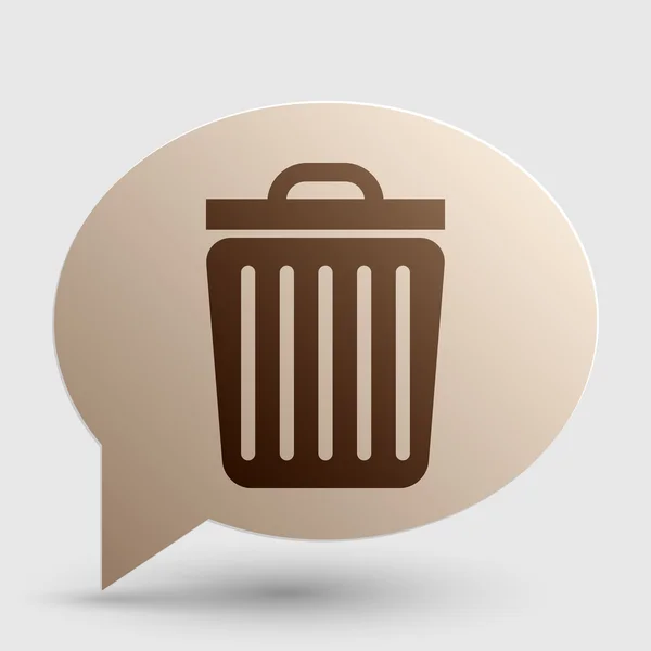 Illustration de panneau poubelle. Icône de dégradé marron sur bulle avec ombre . — Image vectorielle