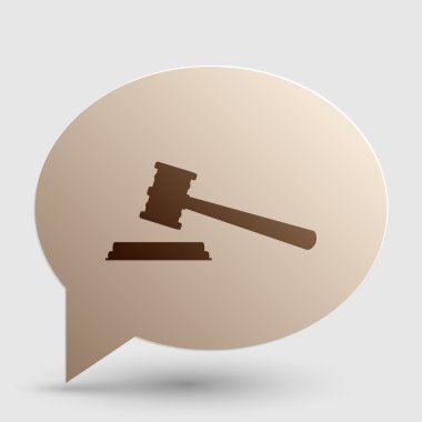 Adalet çekiç işareti. Kabarcık gölge ile kahverengi degrade simgesini.
