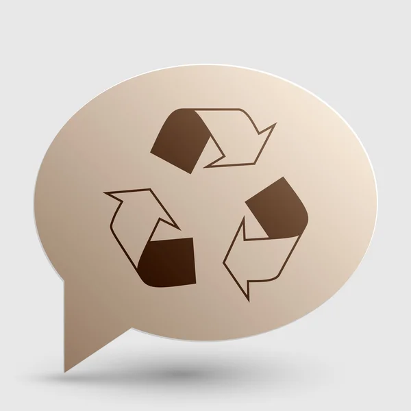 Recycling-Logo-Konzept. braunes Gradienten-Symbol auf Blase mit Schatten. — Stockvektor