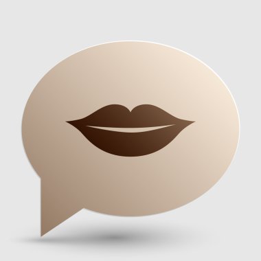 Dudaklar illüstrasyon işareti. Kabarcık gölge ile kahverengi degrade simgesini.