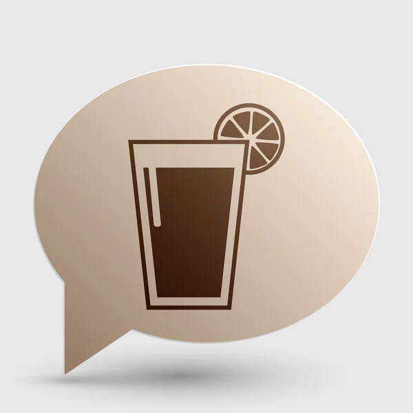 Un verre d'icônes de jus. Icône de dégradé marron sur bulle avec ombre . — Image vectorielle