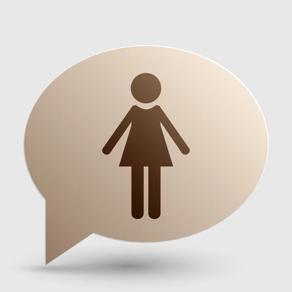 Woman sign illustration. Brown gradient icon on bubble with shadow. — Stock Vector