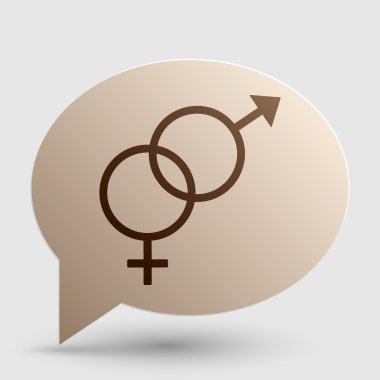 Seks sembolü işareti. Kabarcık gölge ile kahverengi degrade simgesini.