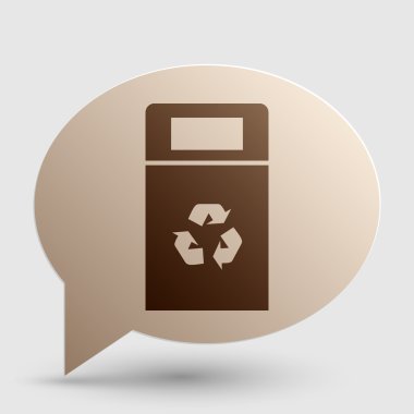 Trashcan sign illustration. Brown gradient icon on bubble with shadow. clipart