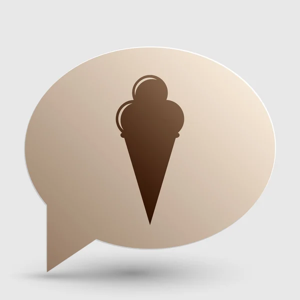 Señal de helado. Icono de gradiente marrón en burbuja con sombra . — Vector de stock