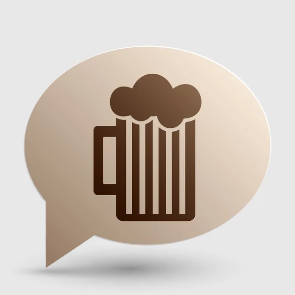 Un panneau de bière. Icône de dégradé marron sur bulle avec ombre . — Image vectorielle