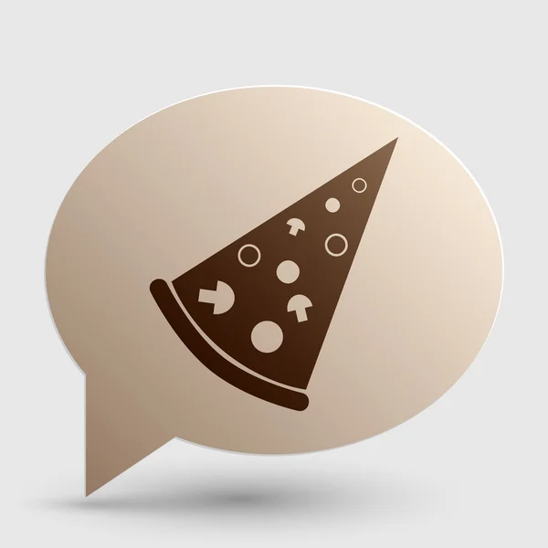 Pizza semplice segno. Icona sfumata marrone su bolla con ombra . — Vettoriale Stock