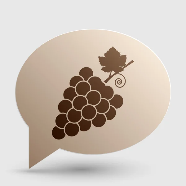 Druiven ondertekenen illustratie. Bruin kleurovergang pictogram op bubble met schaduw. — Stockvector