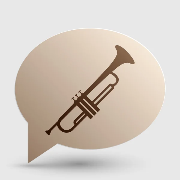 Muziekinstrument trompet teken. Bruin kleurovergang pictogram op bubble met schaduw. — Stockvector