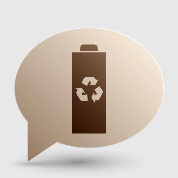 Batterie recyceln Zeichen Illustration. braunes Gradienten-Symbol auf Blase mit Schatten. — Stockvektor