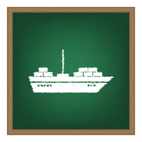 Illustrazione del segno della nave. Effetto gesso bianco sul consiglio scolastico verde . — Vettoriale Stock