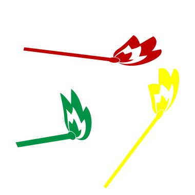 Maç işareti illüstrasyon. Kırmızı, yeşil ve sarı simge izometrik tarzı.