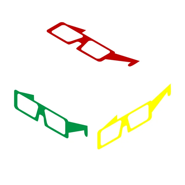 Σύγχρονη γυαλί σημάδι. Ισομετρική στυλ κόκκινο, πράσινο και κίτρινο εικονίδιο. — Διανυσματικό Αρχείο