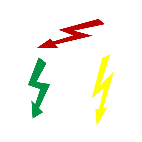 Skylt för hög spänning. Isometrisk stil av röda, gröna och gula ikonen. — Stock vektor