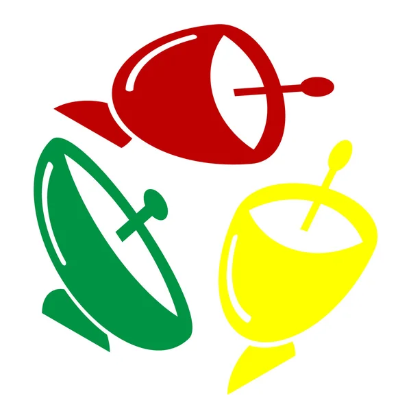 Sinal de antena. Estilo isométrico do ícone vermelho, verde e amarelo . — Vetor de Stock