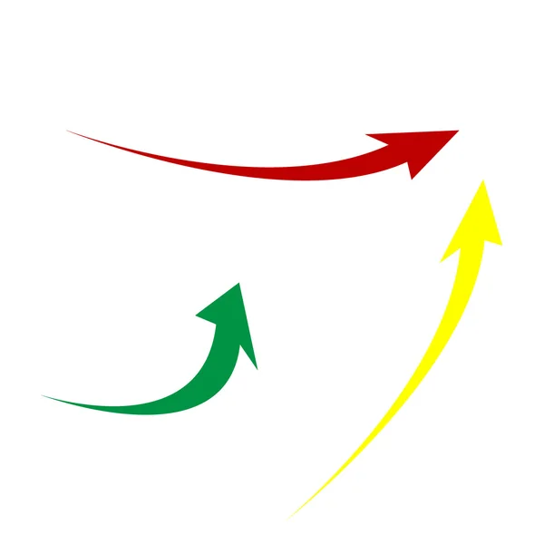 Signe de flèche grandissante. Style isométrique d'icône rouge, verte et jaune . — Image vectorielle