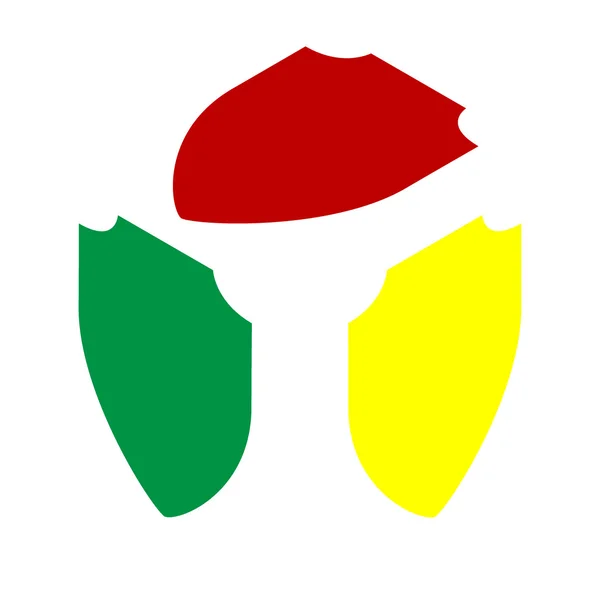 Ilustración de signos de escudo. Estilo isométrico de icono rojo, verde y amarillo . — Vector de stock