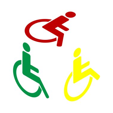 Engelli işareti illüstrasyon. Kırmızı, yeşil ve sarı simge izometrik tarzı.