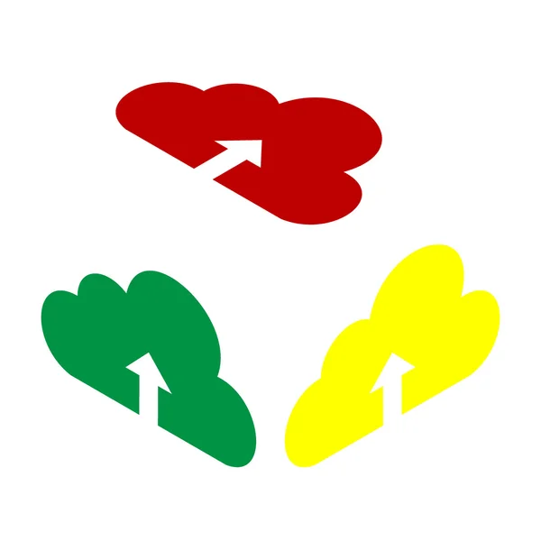 Signo de tecnología Cloud. Estilo isométrico de icono rojo, verde y amarillo . — Vector de stock
