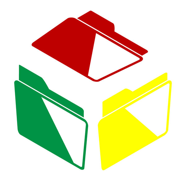 Folder sign illustration. Isometric style of red, green and yellow icon.