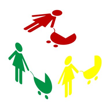 Aile işareti illüstrasyon. Kırmızı, yeşil ve sarı simge izometrik tarzı.