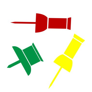 PIN itme işareti. Kırmızı, yeşil ve sarı simge izometrik tarzı.