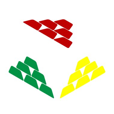 Altın basit kayıt. Kırmızı, yeşil ve sarı simge izometrik tarzı.