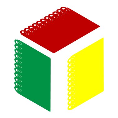 Defter basit kayıt. Kırmızı, yeşil ve sarı simge izometrik tarzı.