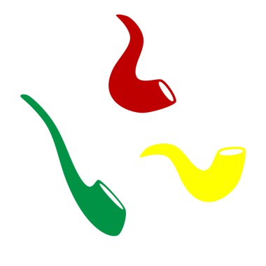 Boru işareti duman. Kırmızı, yeşil ve sarı simge izometrik tarzı.