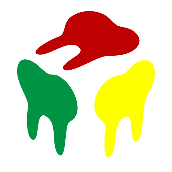 Ilustración de signos dentales. Estilo isométrico de icono rojo, verde y amarillo . — Vector de stock