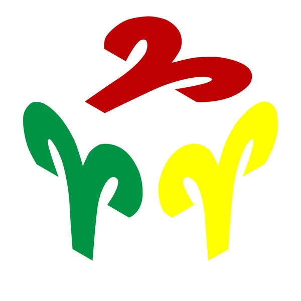 Aries firma ilustración. Estilo isométrico de icono rojo, verde y amarillo . — Vector de stock