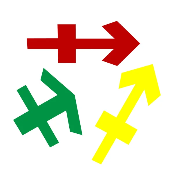 Sagittarius Zeichen Illustration. isometrischer Stil mit rotem, grünem und gelbem Symbol. — Stockvektor