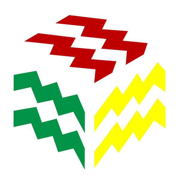 Aquarius sign illustration. Isometric style of red, green and yellow icon.