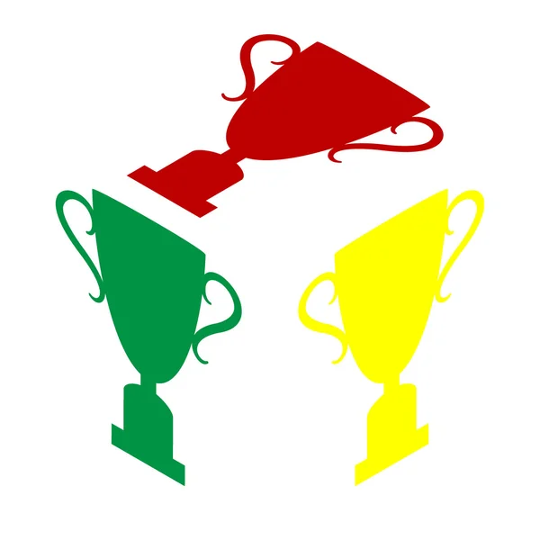 Señal de la Copa de Campeones. Estilo isométrico de icono rojo, verde y amarillo . — Archivo Imágenes Vectoriales