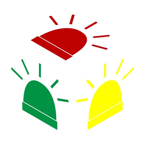 Um único sinal da polícia. Estilo isométrico do ícone vermelho, verde e amarelo . — Vetor de Stock