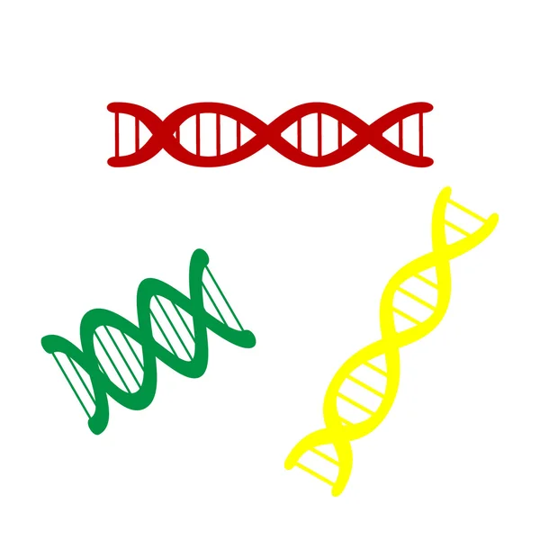 Dna 부호입니다. 빨강, 녹색 및 노란 아이콘의 아이소메트릭 스타일. — 스톡 벡터