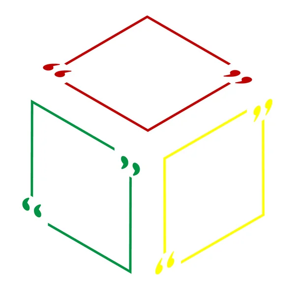 Текстовый знак цитаты. Изометрический стиль иконки: красный, зеленый и желтый . — стоковый вектор