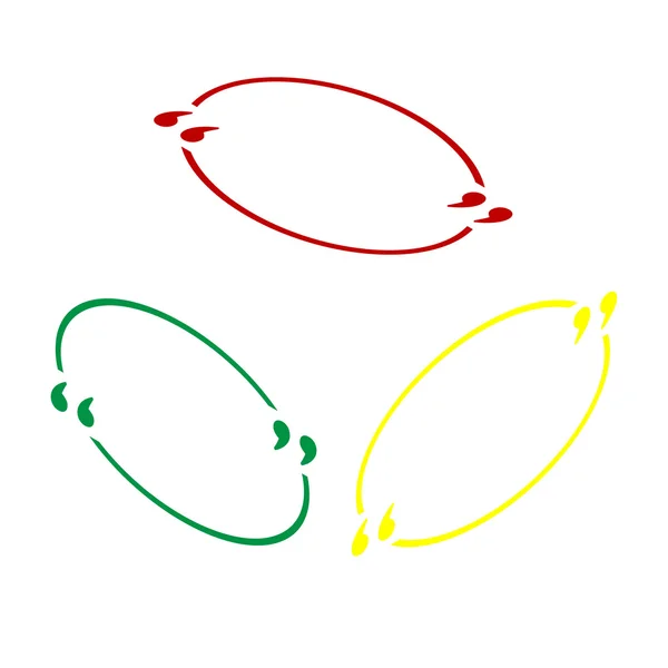 Texte entre guillemets. Style isométrique d'icône rouge, verte et jaune . — Image vectorielle