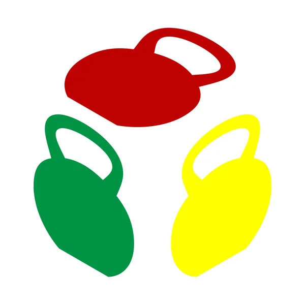 Sinal de Fitness Dumbbell. Estilo isométrico do ícone vermelho, verde e amarelo . — Vetor de Stock